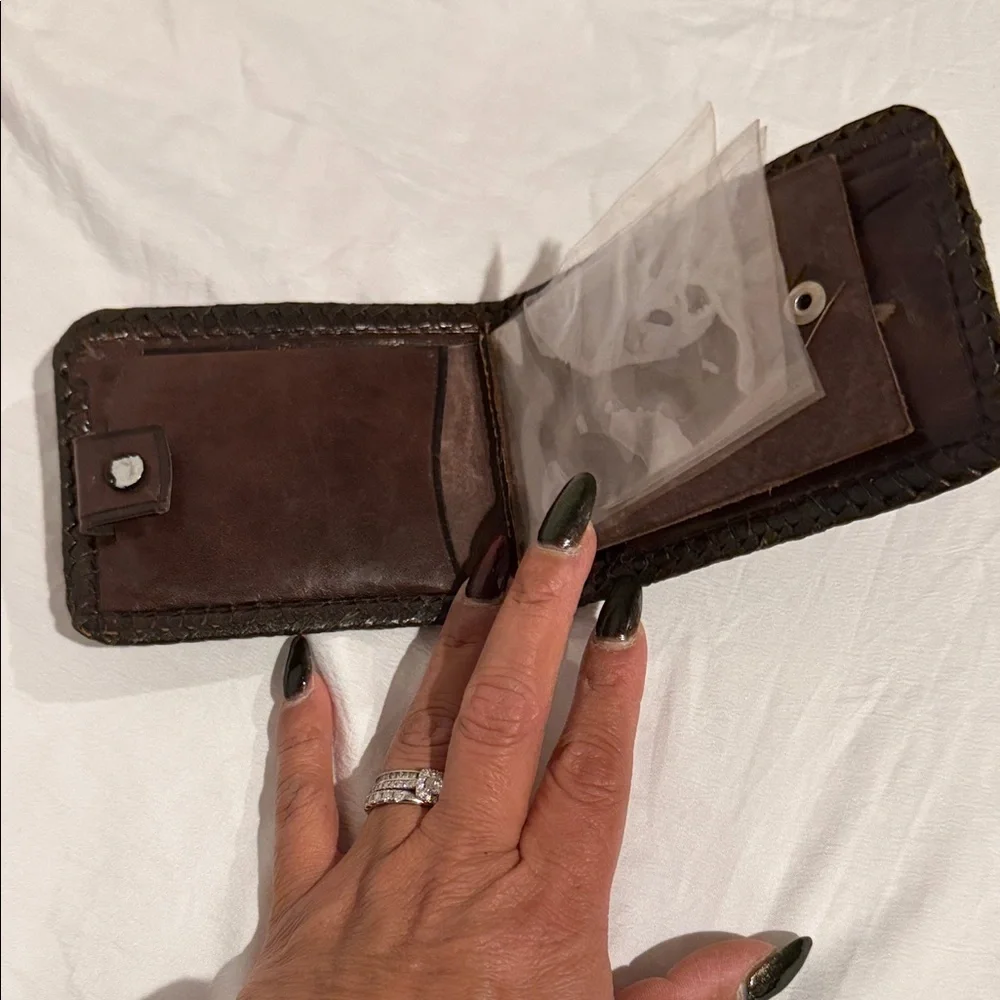 Brown Leather Wallet with Embossed Design